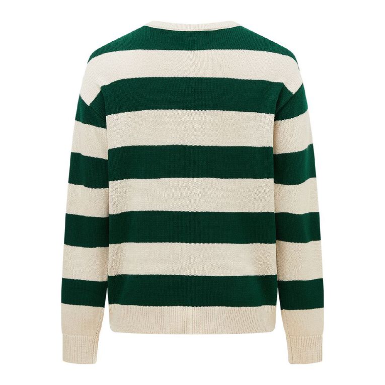 Garage Men's Crewneck Striped Pullover, Green Dark, hi-res