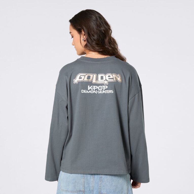 KPop Demon Hunters Women's Long Sleeve Top, Grey Dark DarkShadow, hi-res