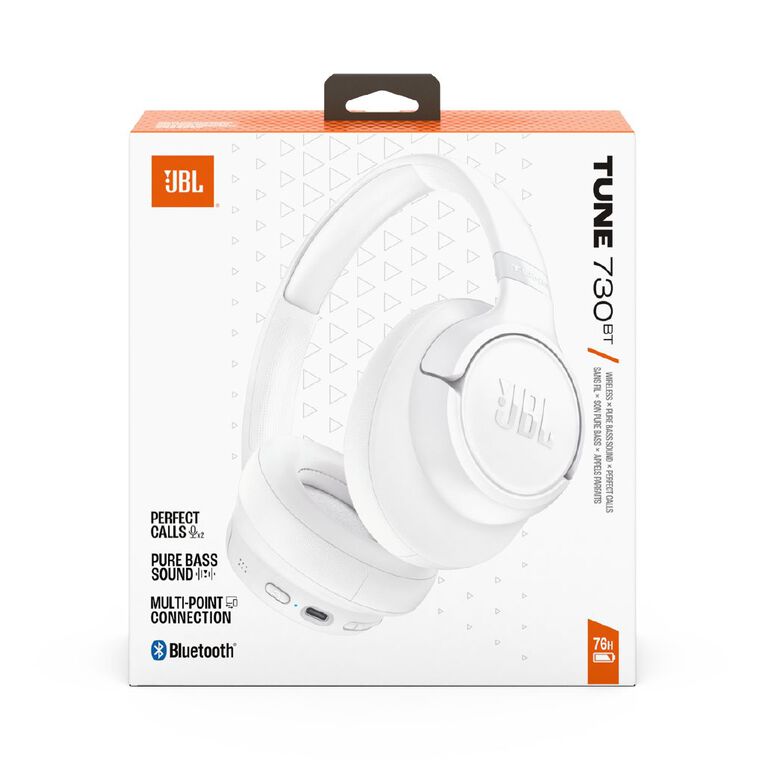 JBL JBL Tune 730BT Wireless Over-Ear Headphones - White, , hi-res