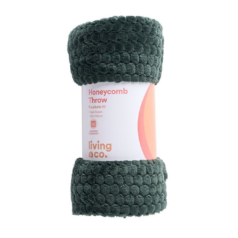 Living & Co Throw Honeycomb Green Dark 127cm x 152cm, , hi-res
