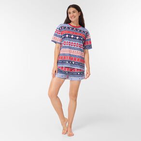 H&H Women's Family Christmas Tee & Shorts Pyjama Set