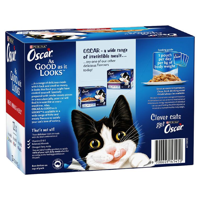 Oscar Adult Meat Menus Jelly Wet Cat Food Pouch 12 x 85g, , hi-res