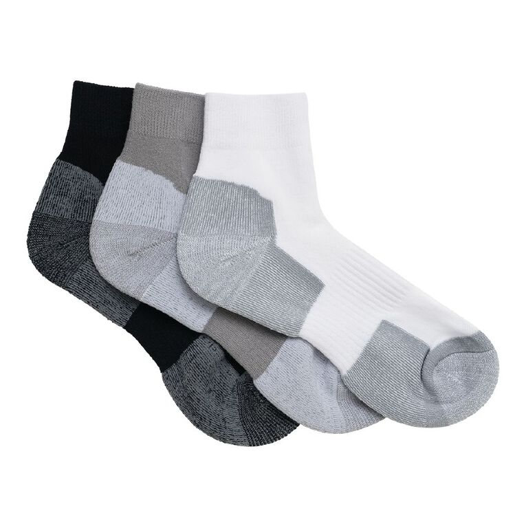 Active Intent Men's Cushioned Quarter Crew Sports Socks 3 Pack, White CORE, hi-res