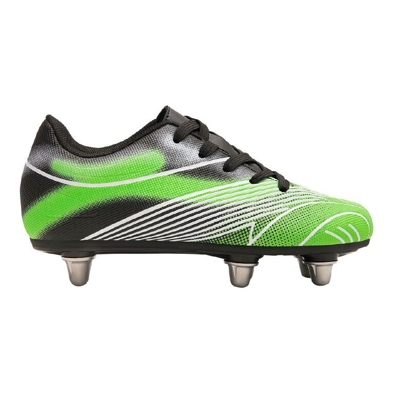 Active Intent Senior Kids' Power Tackle Sports Shoes, Black/Green, hi-res