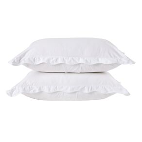 Living & Co 100% Cotton Scallop 2 Pack Pillowcase White 48cm x 73cm