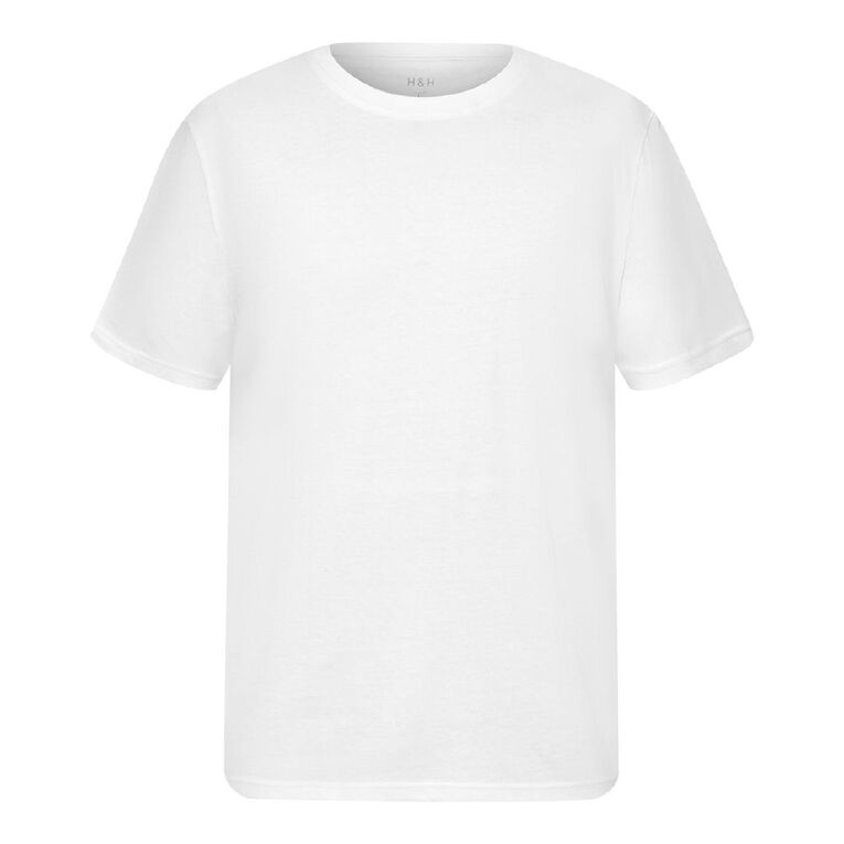 H&H Men's Crew Neck Short Sleeve Plain Tee White The Warehouse - Main Image