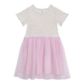 Young Original Toddler Short Sleeve Rib Tulle Dress