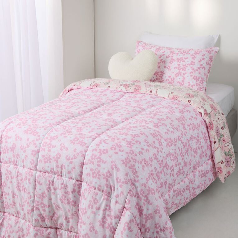 Living & Co Kids Bunny Comforter Set Pink King Single, , hi-res
