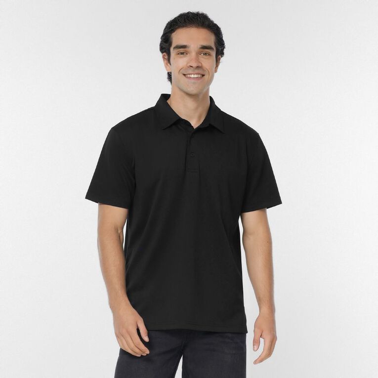 H&H Men's Easy Care Polo, Black, hi-res