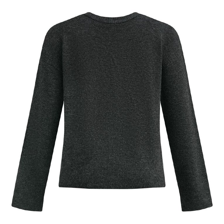 H&H Women's Oversized Crew Neck Cosy Knit Jumper, Charcoal/Marle, hi-res
