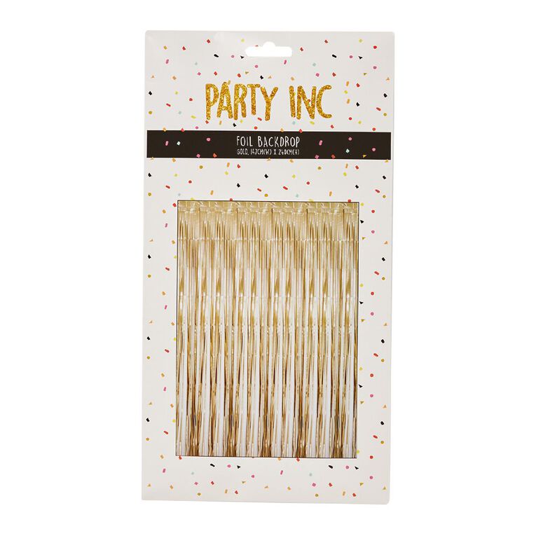 Party Inc Foil Backdrop 147cm width x 240 height Gold, , hi-res