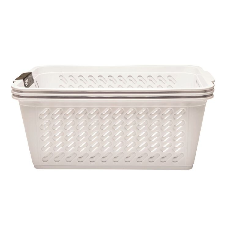 Living & Co Storage Basket Medium White 3 Pack, , hi-res