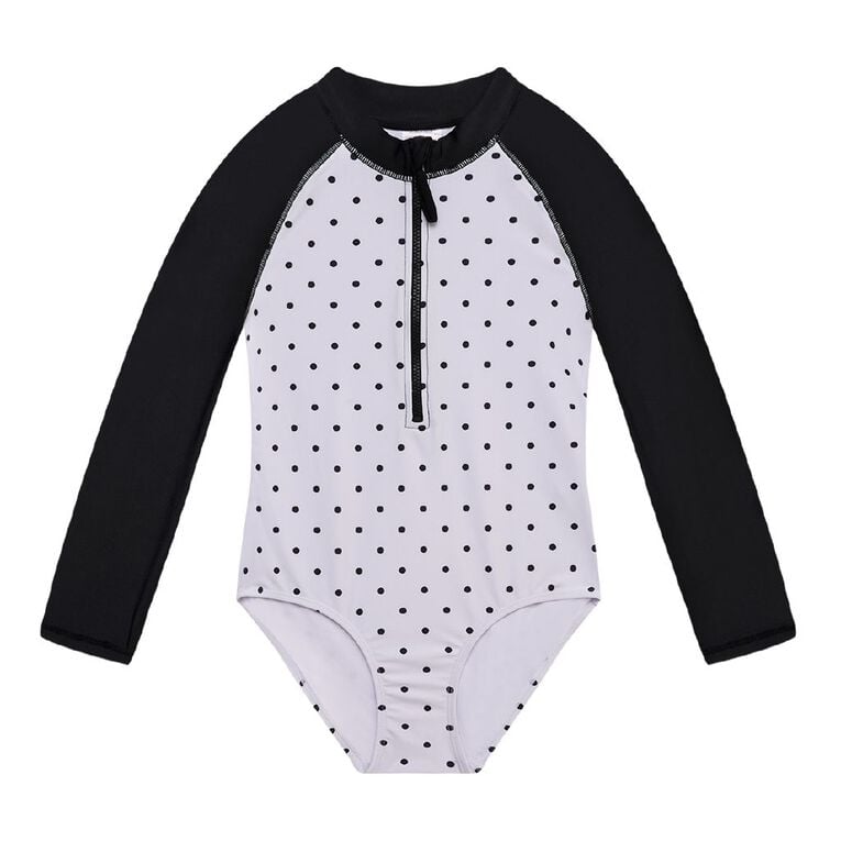 Young Original Long Sleeve Printed Swimsuit, Black, hi-res