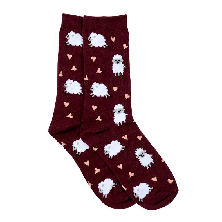 Sock Crew Women's Novelty Socks 1 Pack, Burgundy, hi-res