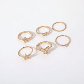 Bow Star Flower Ring Set Gold