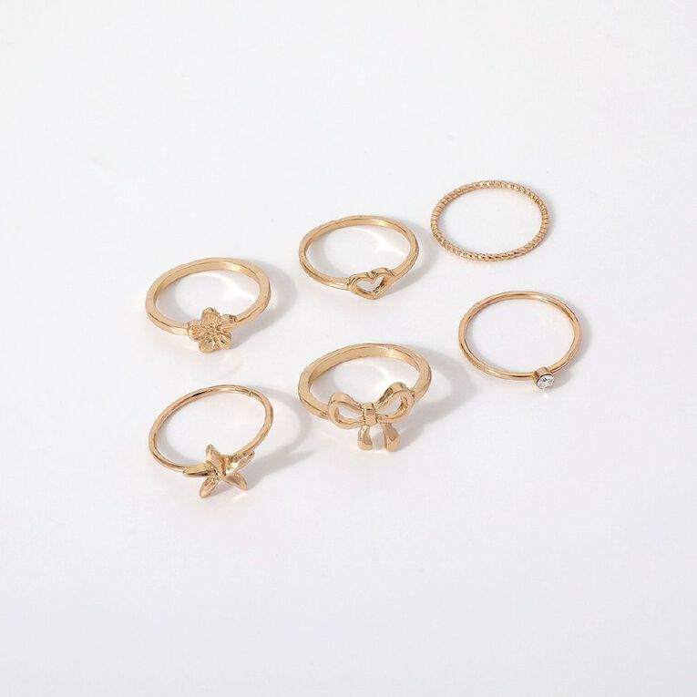 Bow Star Flower Ring Set Gold, , hi-res