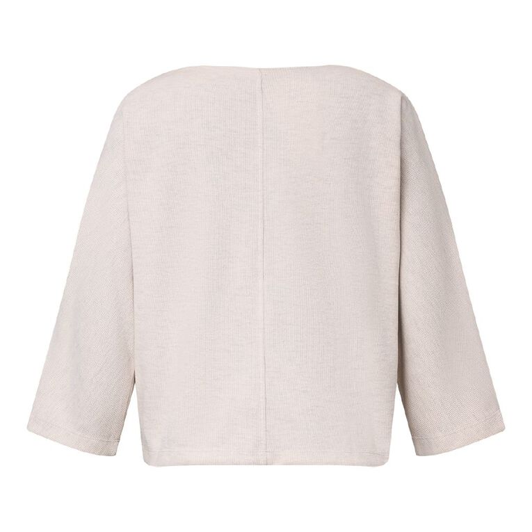 H&H Women's 3/4 Sleeve Brushed Batwing Top, Natural, hi-res