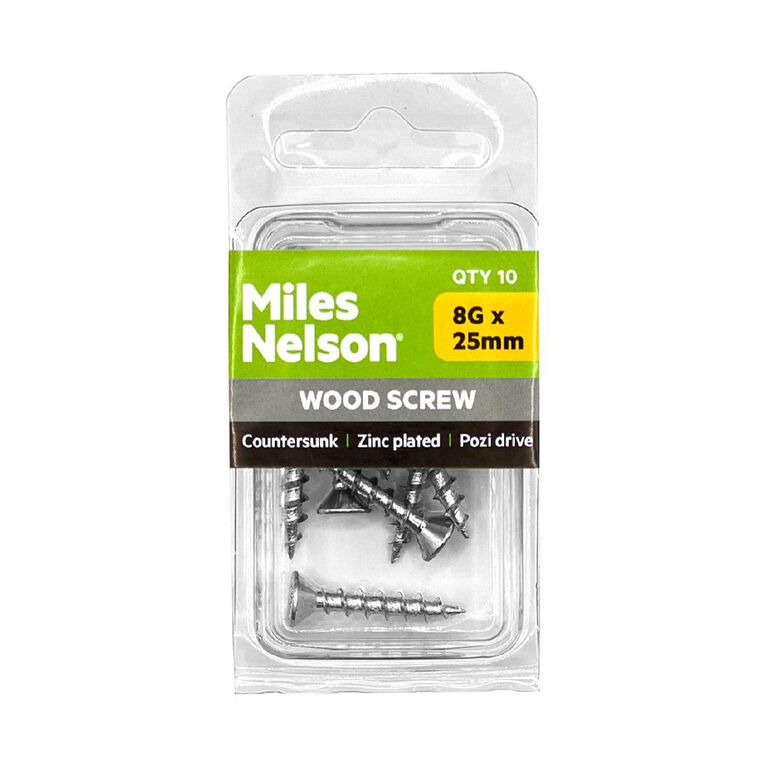 Miles Nelson Zinc Pozi Drive Pan Head Self Tapping Screw 8g x 25mm 10 Pk, , hi-res