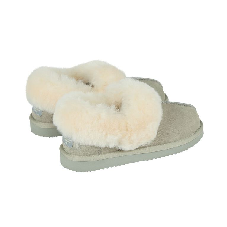 NEW ZEALAND SHEEPSKIN CO. Women's Sheepskin Lined Slipper Shoes, Grey Mid, hi-res