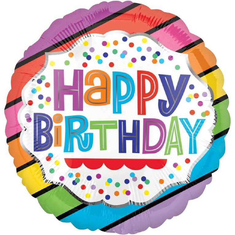 Anagram 45cm Standard HX Happy Birthday Bright Stripes, , hi-res