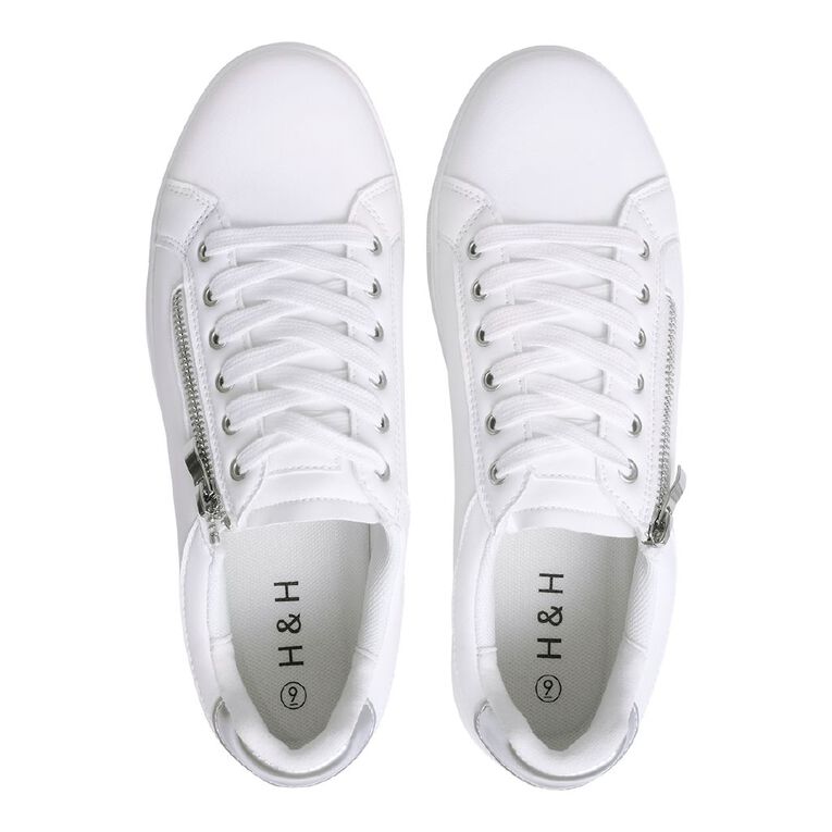 H&H Women's Zip Sneakers, White, hi-res