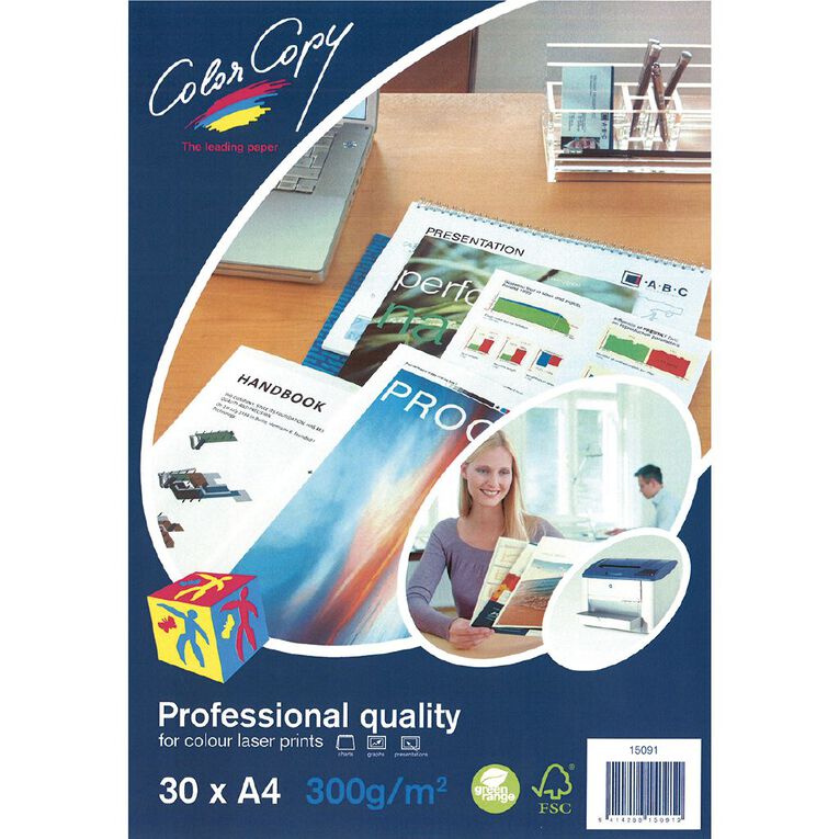 Color Copy Digital Laser Paper 300gsm A4 White 30 Pack, , hi-res