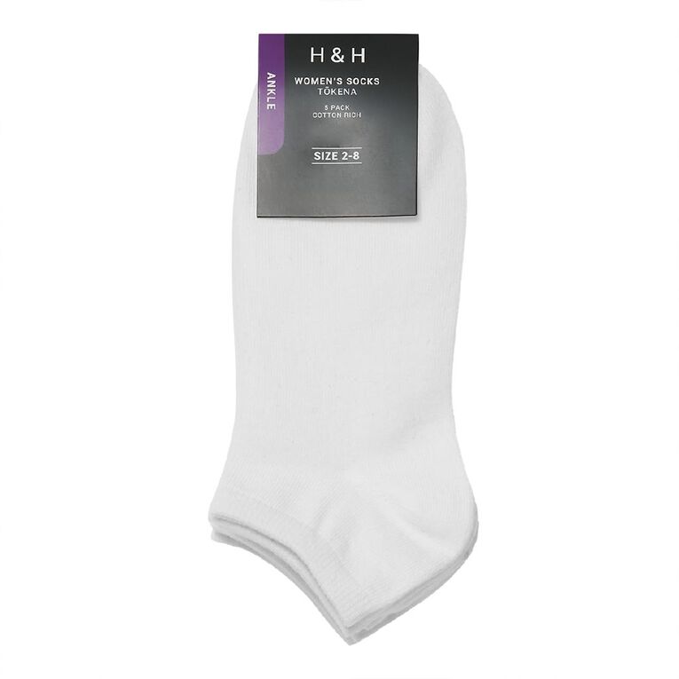 H&H Liner Socks 5 Pack, White, hi-res