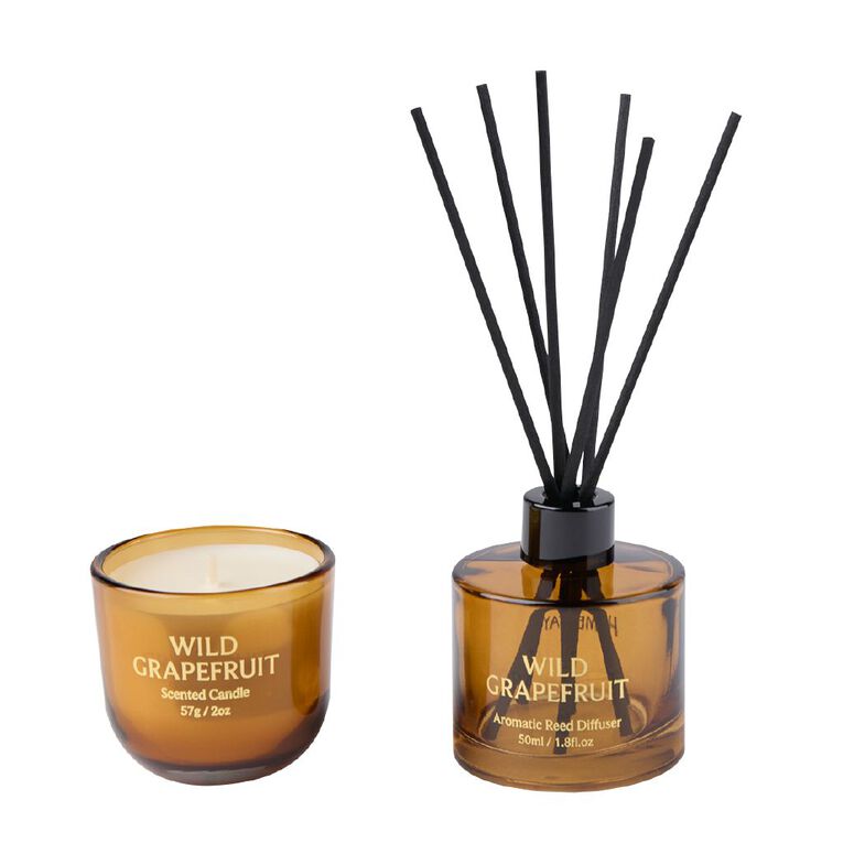 Living & Co Homestay Candle and Diffuser Set Wild Grapefruit, , hi-res