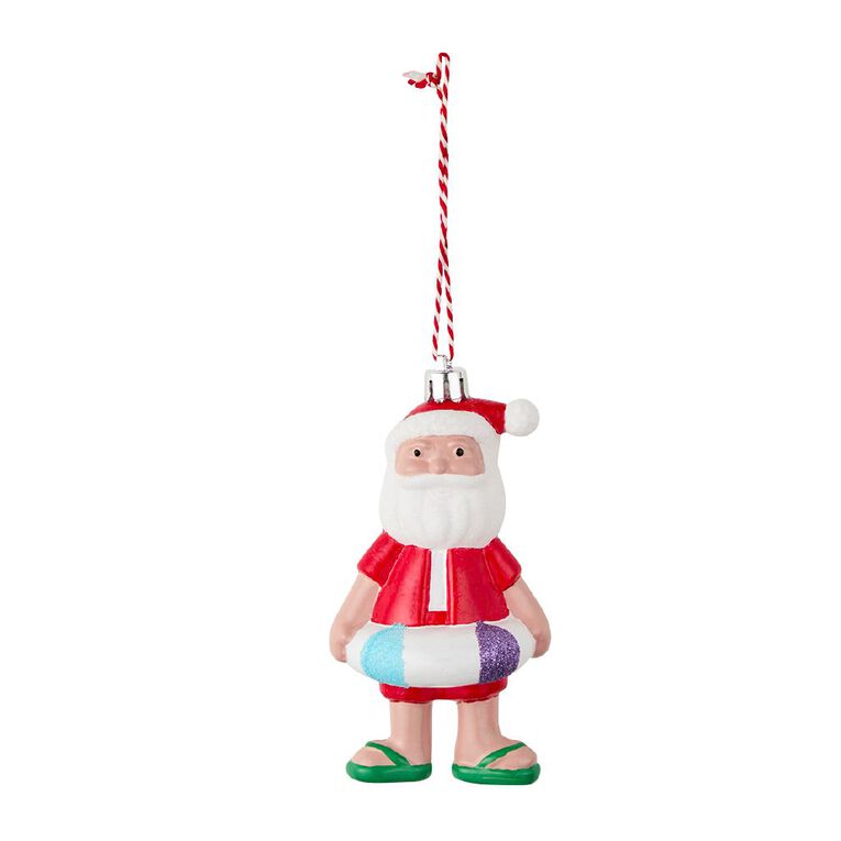 Wonderland Fun Festive Beach Santa 11.5cm Christmas Tree Decoration, , hi-res