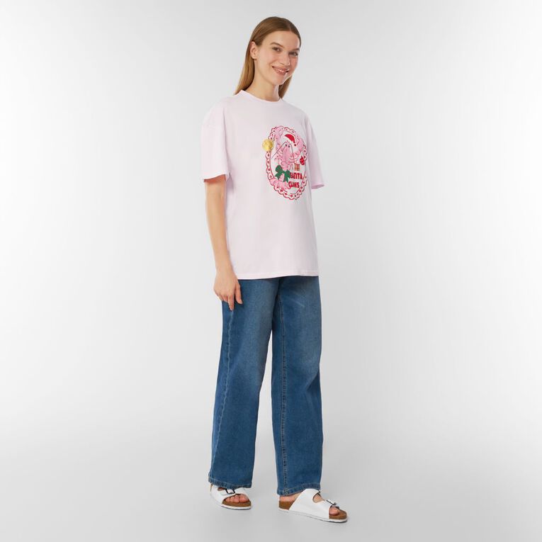 H&H Women's Christmas Printed Tee, Pink Light, hi-res