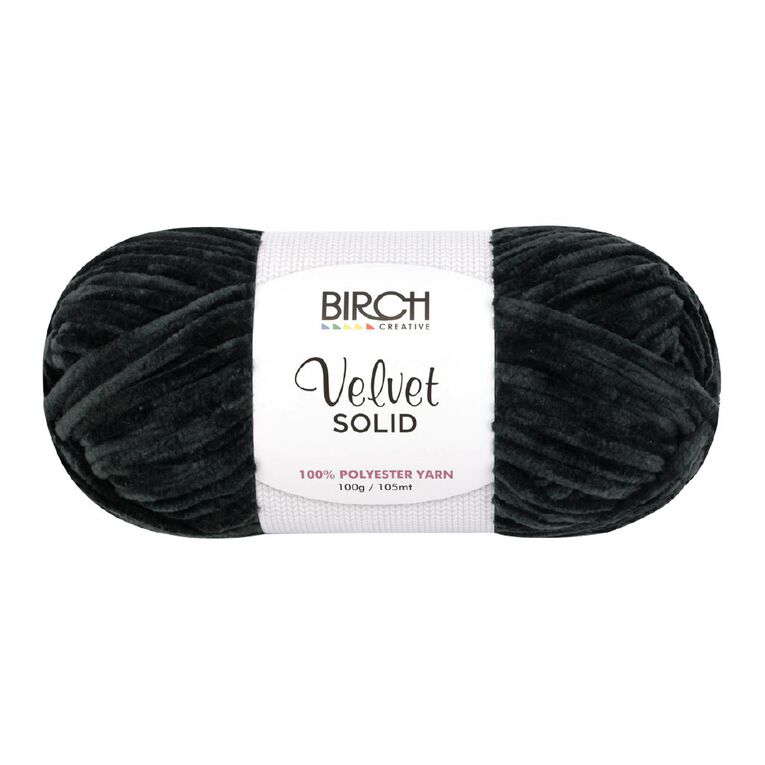 Birch Velvet Yarn 100% Polyester 100G Black, , hi-res