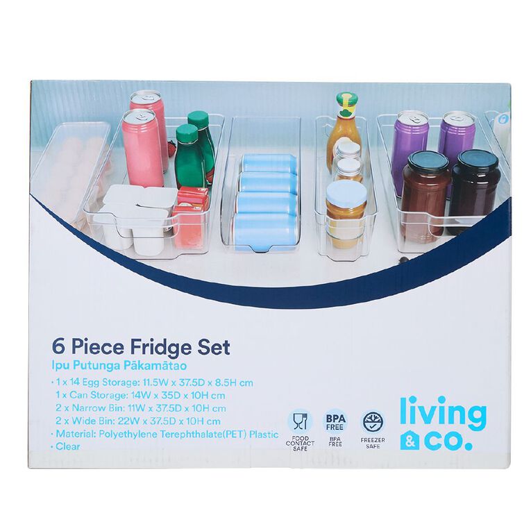 Living & Co Fridge Storage Starter 6 Piece Set Clear, , hi-res