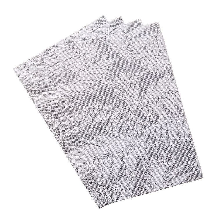 Living & Co Black Ferns PVC Placemat 30cm x 40cm Black/White 4 Pack, , hi-res