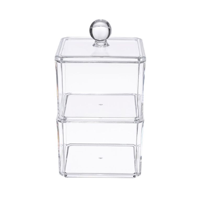 Living & Co Make Up Organiser with Lid Clear 2 Pack, , hi-res
