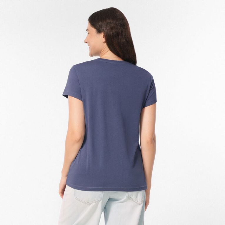 H&H Women's Short Sleeve Crew Neck Tee, Blue Mid, hi-res
