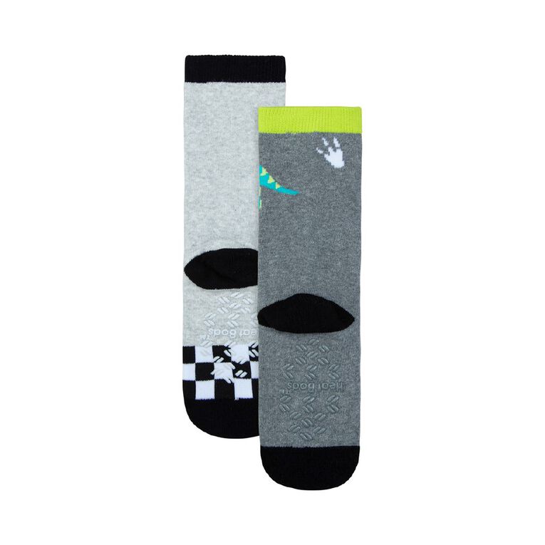 Underworks Boys' Textured Crew Socks 2 Pack, Green, hi-res