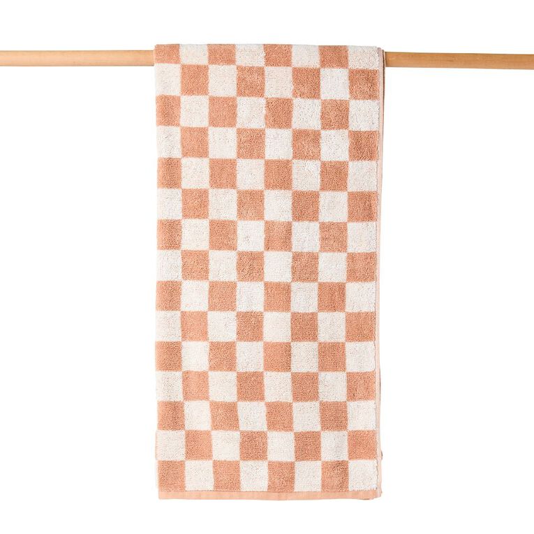 Living & Co Plush Design Bath Towel Rust 68cm x 137cm, Rust, hi-res