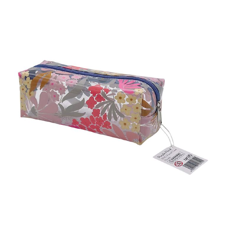 Uniti Pencil Case Floral Purple Mid, , hi-res