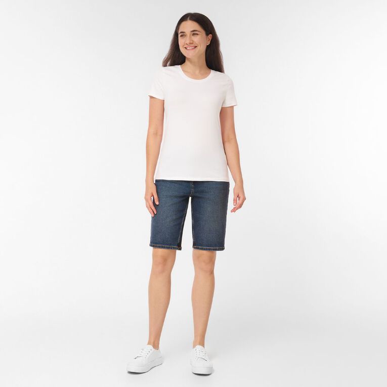 H&H Women's Knee Length Denim Shorts, Denim Mid, hi-res