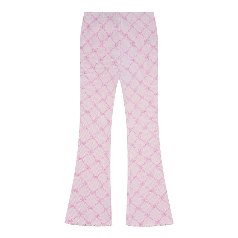 Young Original Printed Rib Flare Leggings, Pink Light, hi-res