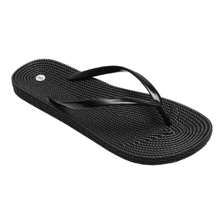 H&H Women's Plaited Jandals, Black, hi-res