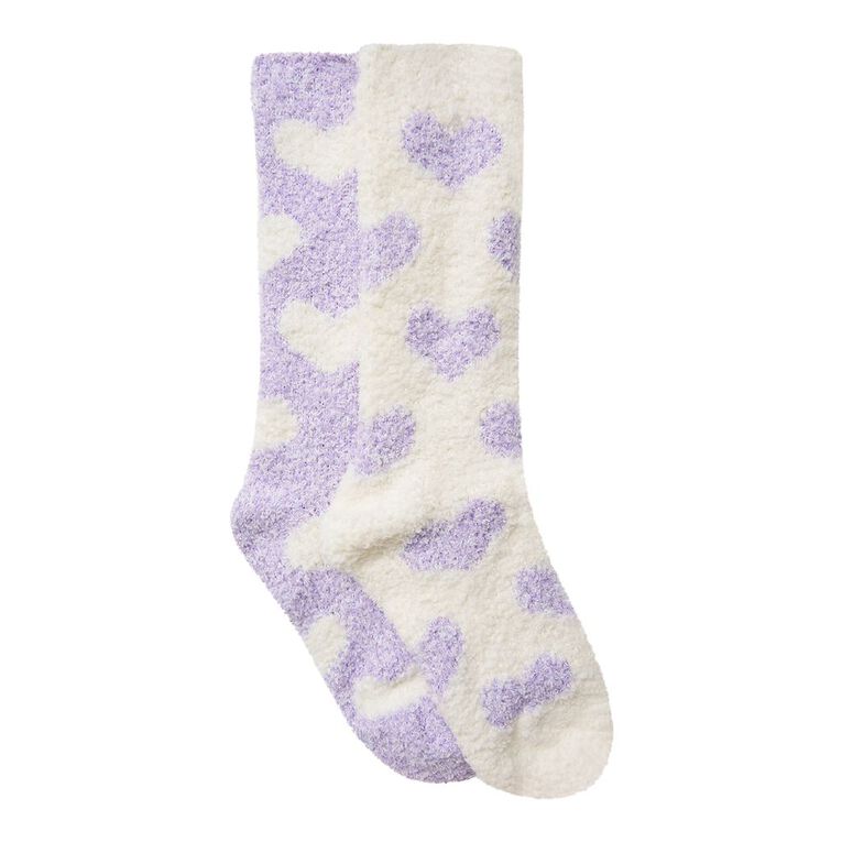 H&H Girls' Bedsocks 2 Pack, Purple Light, hi-res
