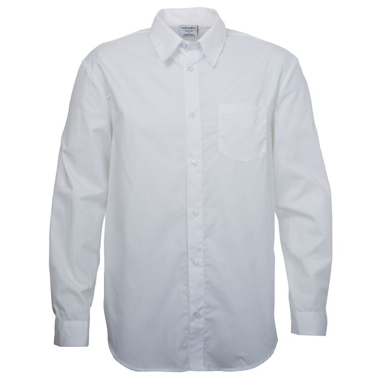 Schooltex Long Sleeve School Shirt, White, hi-res