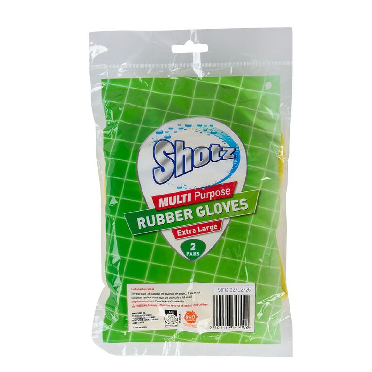 Shotz Rubber Gloves XL 2 Pairs XL, , hi-res