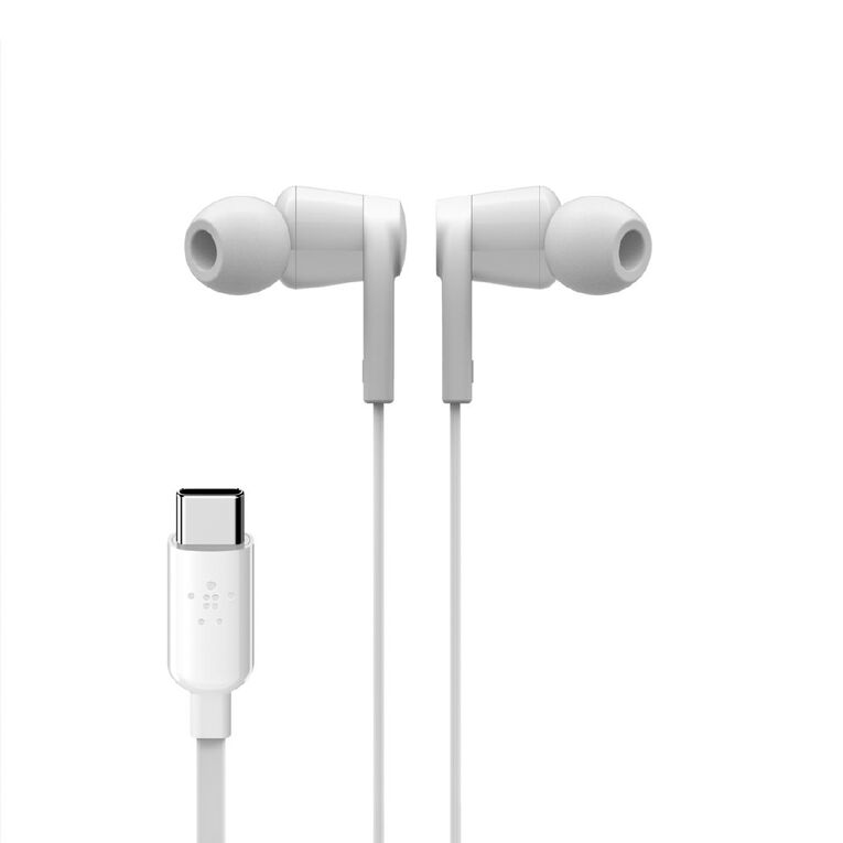 Belkin USB-C Wired EarBuds with Adjustable Volume Limiter White, , hi-res