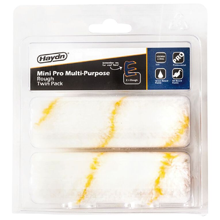 Haydn Mini Roller Twin Pack Gold Stripe Sleeve 100mm, , hi-res