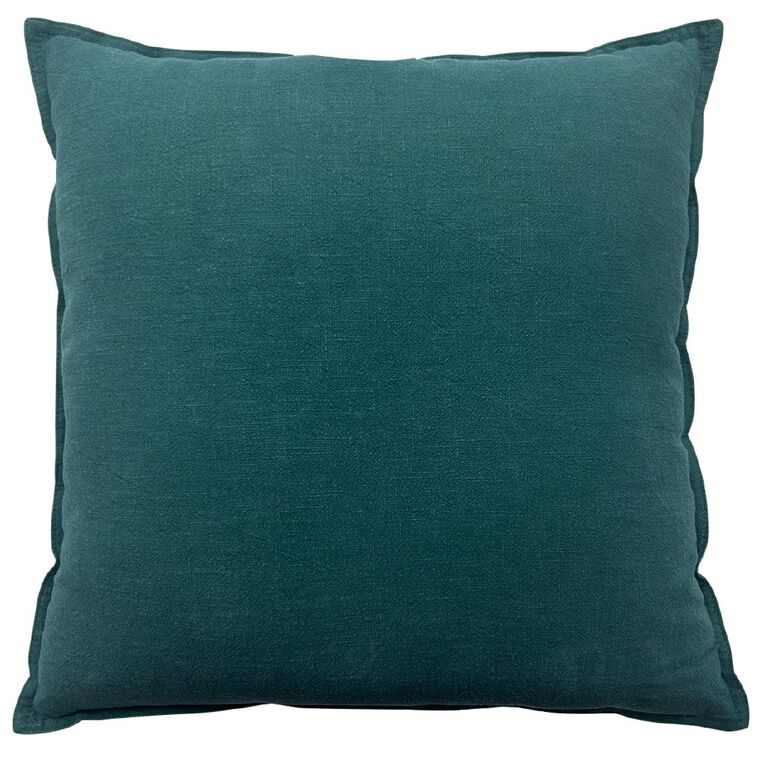 Living & Co Linen Rich Cushion Green Dark 50cm x 50cm, , hi-res