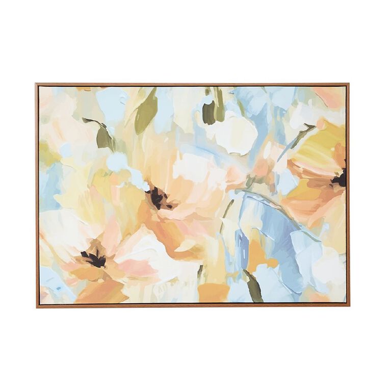 Living & Co Framed Canvas Floral 50cm x 70cm, , hi-res