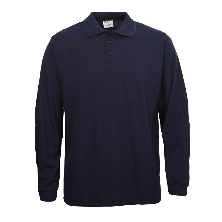 Schooltex Kids' Long Sleeve Polo, Navy, hi-res