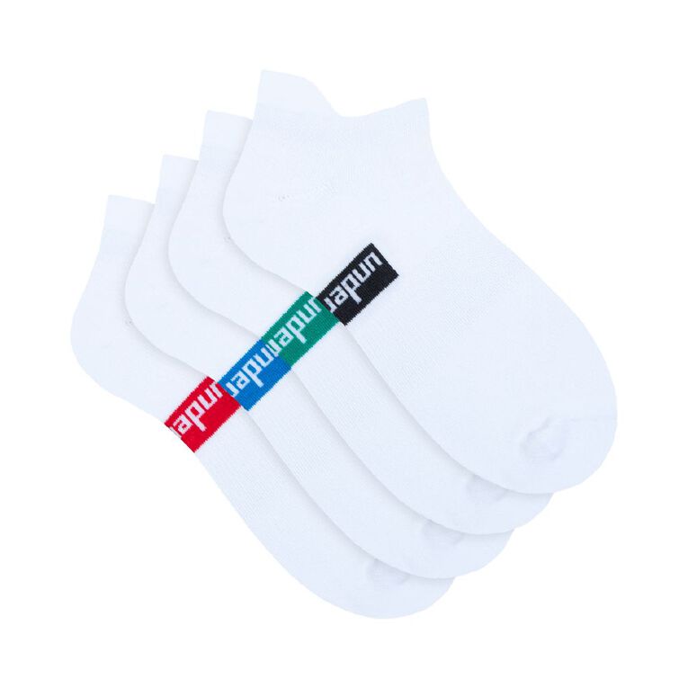 Underworks Men's Tab Low Cut Sports Socks 4 Pack, White, hi-res